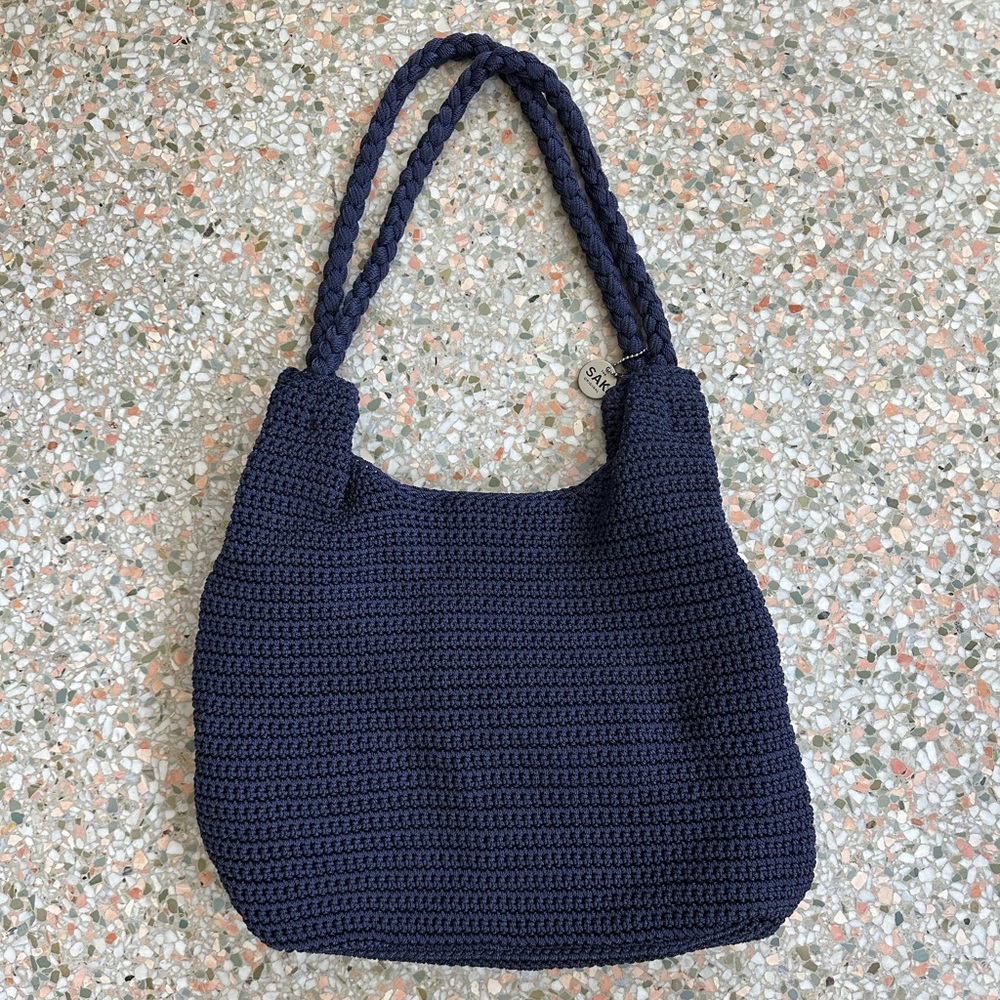 The Sak navy blue woven bag purse